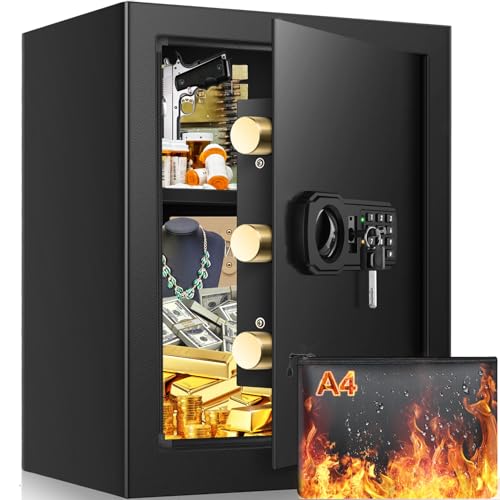 Safeguard Your Home with GHJGAGE Fireproof Waterproof Home Safe - Anti-Theft Features, Large Capacity, and Quick Access Security