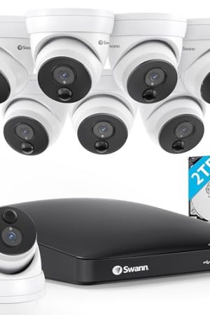 Swann Security Camera System - 4K Ultra HD, 8 Channel Wired DVR, 2TB Storage, Night Vision, Weatherproof, True Detect Heat Sensing
