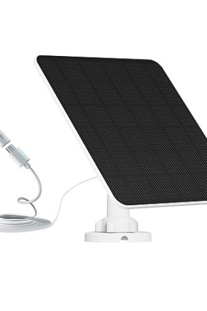 6W USB Solar Panel for Security Camera – Compatible with DC 5V Rechargeable Battery Powered Cams, Adjustable Mount, and 9.8ft Cable