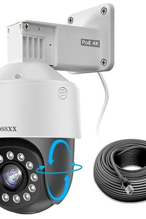 OOSSXX Extend PoE 4K PTZ Camera - 4K/8.0 Megapixel PTZ 2-Way Audio PoE Outdoor Home Security Camera System