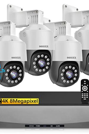 (4K/8.0 Megapixel & PTZ Digital Zoom) 2-Way Audio PoE Outdoor Home Security Camera System