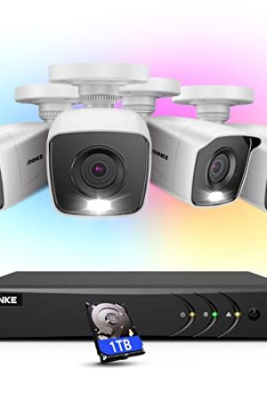 ANNKE 8CH Security Camera System - 3K Lite Surveillance DVR, 4 x 1080P Wired Cameras, AI Detection