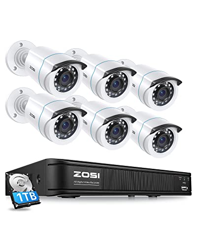 ZOSI 3K Lite Home Security Camera System - AI Human Vehicle Detection, 8CH DVR Recorder, 6 x 1080p Wired CCTV Cameras with 80ft Night Vision