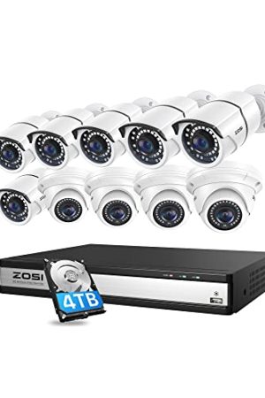 ZOSI 4K 16CH PoE Security Camera System: Crystal-Clear Surveillance with 10 Weatherproof Cameras, 120ft Night Vision, and 4TB Hard Drive