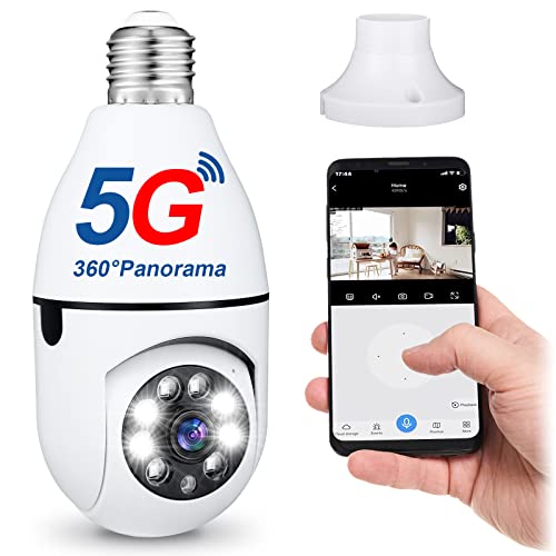 2K Light Bulb Security Camera - Wireless Outdoor 360 Panoramic Surveillance, Night Vision, Two-Way Audio, Compatible with WiFi (1 Piece)