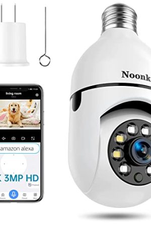 Wireless & Easy Installation Security Camera Bulb - 2K 3MP Super HD, Color Night Vision, Motion Tracking, Real-time Alarm, 360° Remote Access, Alexa Compatible, 2-Way Talk