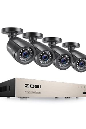 Enhance Security with ZOSI H.265+ 8CH 5MP-Lite Home Security Camera System – Outdoor/Indoor, DVR Recorder, 4 Weatherproof Cameras