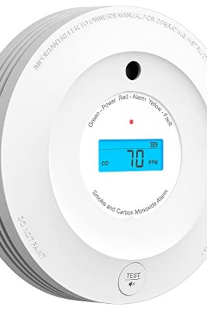 AEGISLINK SC240 Smoke and Carbon Monoxide Detector - 10-Year Lifespan, Photoelectric Fire Alarm, Electrochemical CO Alarm, LCD Display, Replaceable Battery