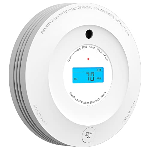 AEGISLINK SC240 Smoke and Carbon Monoxide Detector - 10-Year Lifespan, Photoelectric Fire Alarm, Electrochemical CO Alarm, LCD Display, Replaceable Battery