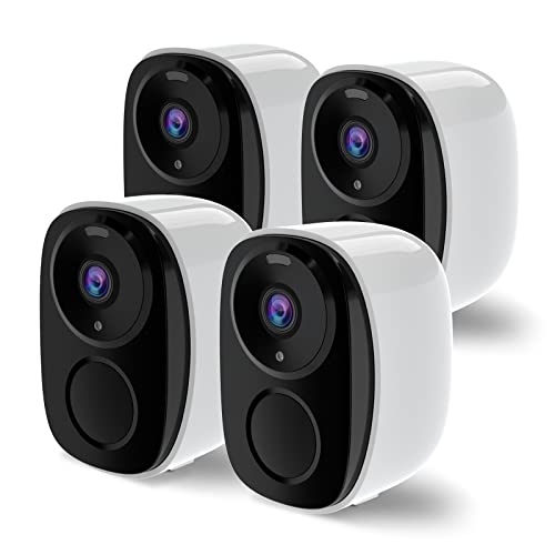 Rraycom 2K Battery Powered Wireless Cameras - Spotlight, Siren Alarm, AI Motion Detection, and Color Night Vision (4 Pack)