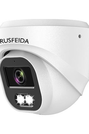 RUSFEIDA 5MP POE IP Camera Outdoor - Dome Surveillance Cameras for Home Security with Mic/Audio, Human/Vehicle Detection