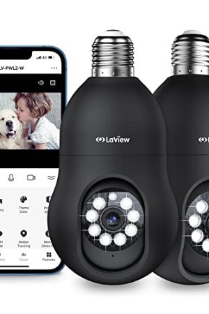 LaView 4MP Bulb Security Camera: 2K Wireless Surveillance with Color Night Vision, Motion Detection, and Alexa Compatibility (2 Pack)