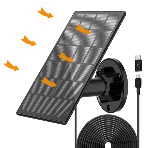Lybuorze Solar Panel for Outdoor Camera – IP66 Waterproof Solar Charger for Continuous Power Supply with 10ft Cable, Micro USB Port & Type-C Adapter