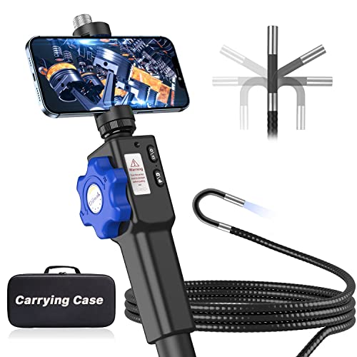 Two-Ways Articulating Borescope, Oiiwak 8.5mm Endoscope Inspection Camera - 1080P HD Waterproof Video Scope Snake Camera for iPhone/Android