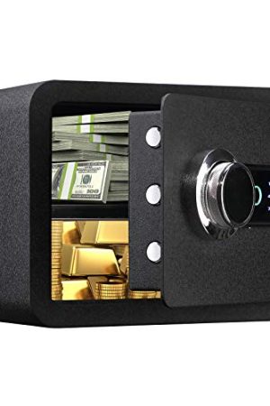 Tenamic Biometric Fingerprint Safe Box 0.85 Cubic Feet - Fireproof, Waterproof, and Stylish Black Safe for Home, Office, and Hotel