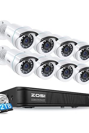 ZOSI 1080P H.265+ Home Security Camera System: AI Human Vehicle Detection, 8 Channel 3K Lite DVR with 2TB HDD