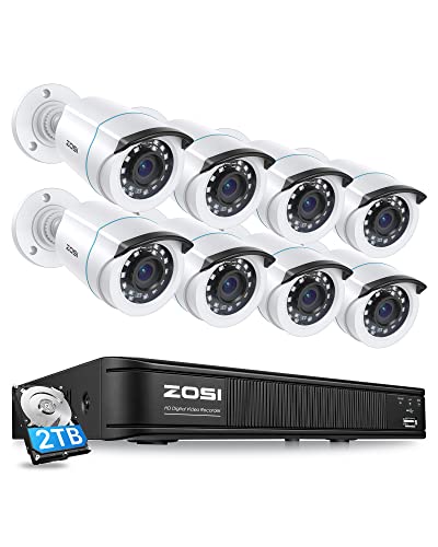 ZOSI 1080P H.265+ Home Security Camera System: AI Human Vehicle Detection, 8 Channel 3K Lite DVR with 2TB HDD