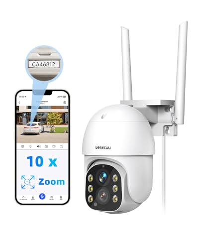 WESECUU Outdoor Security Camera - 2K PTZ, Motion Detection, 24/7 Recording, 2-Way Talk, Color Night Vision