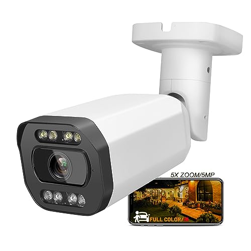 5MP PoE Security Camera with 5X Zoom, Colorful Night Vision, and 2-Way Audio