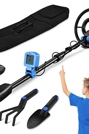 Kid Metal Detector Junior - 7.4 Inch Waterproof Search Coil, Adjustable Stem, Buzzer, and LCD for Exciting Treasure Hunts