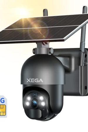 Xega 3G 4G LTE Cellular Security Camera - Wireless, Solar-Powered, 2K HD Color Night Vision, 360° View, Smart PIR Motion Detection