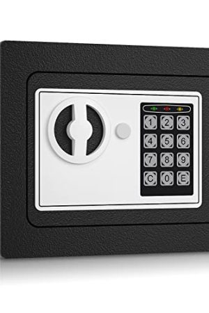 0.23 Cub Small Safe Box - Digital Password and Keys for Home, Hotel, Office, Dorm Use (Black)