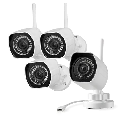 Zmodo 1080p Full HD Outdoor Wireless Camera System - 4 Pack Smart WiFi IP Cameras, Night Vision, Alexa Compatible