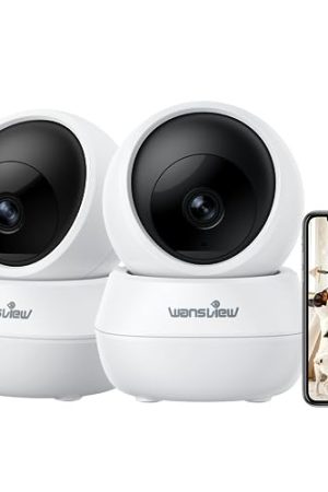 Wansview 2K Indoor Cameras – PTZ Capability, Motion Detection, Two-Way Audio, and Easy Installation (2 Pack)