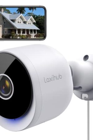 LAXIHUB Outdoor Security Camera - 2K Resolution, Night Vision, Motion Detection, Two-Way Audio, and Alexa Compatibility