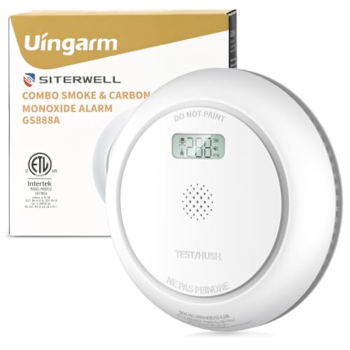 Reliable 10-Year Life Smoke and CO Alarm with LCD Display - Uingarm Battery Operated Detector Combo