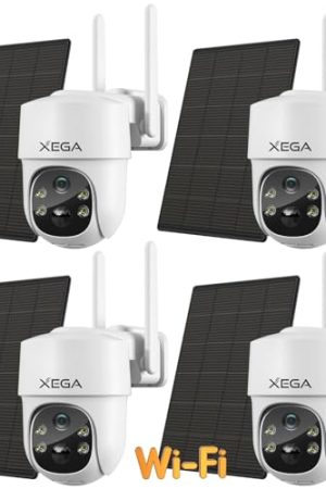 Home with Solar-Powered Wireless Outdoor Cameras