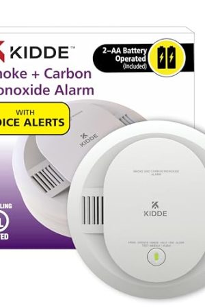 Kidde Smoke & Carbon Monoxide Detector: AA Battery Powered, Voice Alerts, 2-in-1 Detection for Home Safety
