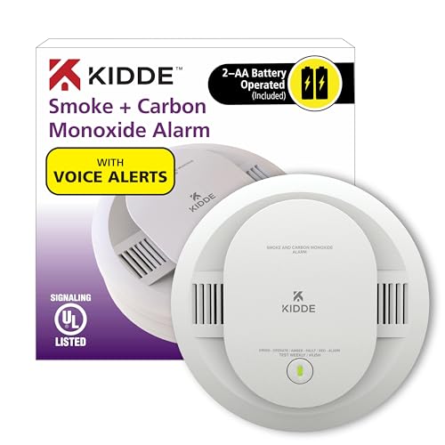 Kidde Smoke & Carbon Monoxide Detector: AA Battery Powered, Voice Alerts, 2-in-1 Detection for Home Safety