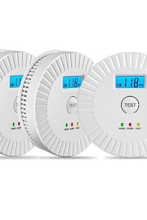 3-Pack Dual Sensor Smoke and Carbon Monoxide Detector: Battery-Powered, Portable Safety for Home and Kitchen