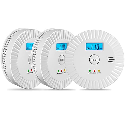3-Pack Dual Sensor Smoke and Carbon Monoxide Detector: Battery-Powered, Portable Safety for Home and Kitchen