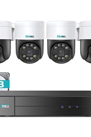 SOVMIKU 4K PoE Security Camera System: 5MP Human Detection, 300°Pan, 90°Tilt, Auto Tracking, Night Vision