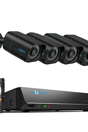 REOLINK 4K Security Camera System - 4pcs H.265 4K PoE Security Cameras Wired with Person Vehicle Detection