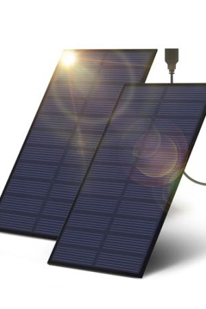 5W Solar Panel Charger for Rechargeable Battery Surveillance Cam | Micro USB to USB C | Outdoor Solar Charger