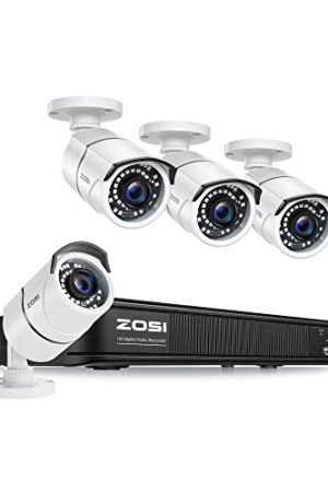 ZOSI 1080p H.265+ Security Camera System for Home Outdoor Indoor: Enhanced Surveillance with 8 Channel DVR and 4 Weatherproof Bullet Cameras
