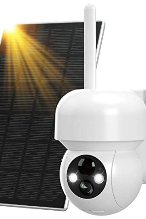 Enhance Security with Solar-Powered 2K Outdoor PTZ WiFi Camera - Color Night Vision, Motion Detection, and Built-in 9600mAh Battery