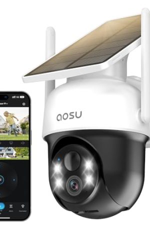 AOSU Solar Camera Security Outdoor with 360° Panoramic View and 2K Color Night Vision