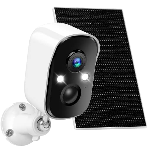 Viseefocu Solar Security Cameras Wireless Outdoor for Home Security | 1080P Color Night Vision | Two Spotlights, PIR