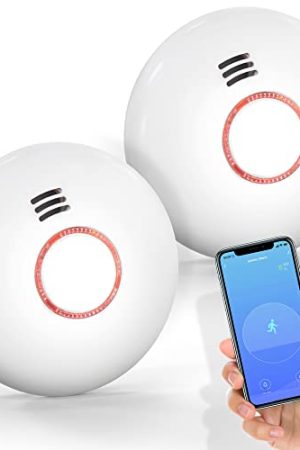 Jemay Wi-Fi Smoke Alarm 2-Pack - Receive Alerts with App, Auto Self-Check, Photoelectric Sensor, Replaceable Battery