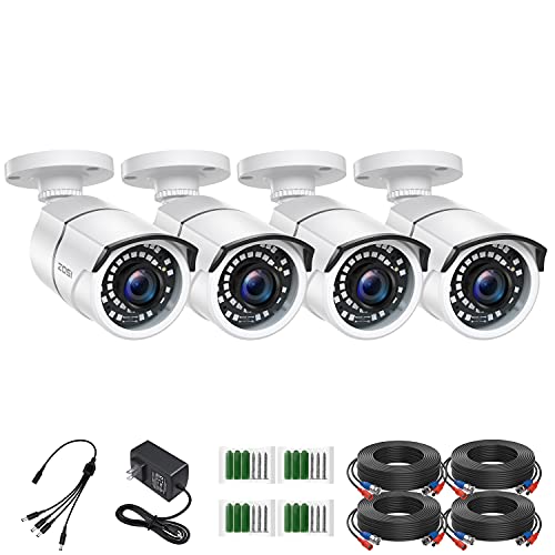 ZOSI 4 Pack 2MP 1080p HD-TVI Home Security Cameras: Crystal Clear Surveillance with Night Vision and Weatherproof Design