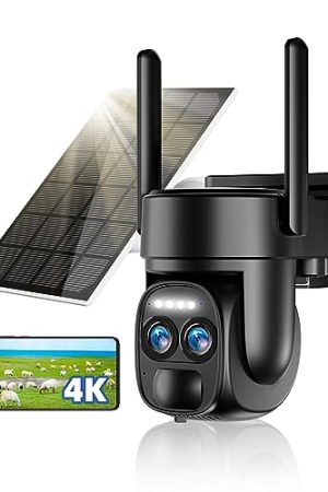 Uniter 4K Solar Security Cameras Outdoor | Battery Powered, 8X Zoom, 355°View, Color Night Vision