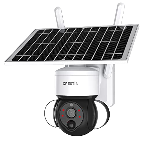 CRESTIN Solar Security Camera Wireless Outdoor - Pan Tilt 360°, 2MP Solar Powered Camera & Battery Powered with 98ft Night Vision