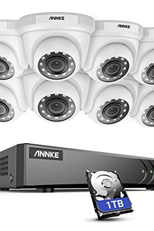 ANNKE CCTV Camera Systems 8 Channel 3K Lite H.265+ AI DVR with 1 TB HDD - Ultimate Security Solution with Human/Vehicle Detection and HD Dome Cameras