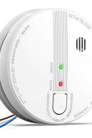 Hardwired Interconnected Smoke Detectors - Photoelectric Fire Alarm with 9V Battery Backup