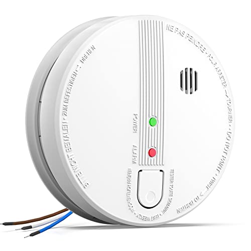 Hardwired Interconnected Smoke Detectors - Photoelectric Fire Alarm with 9V Battery Backup