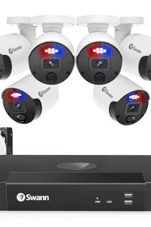 Swann 4K UHD Camera System - 8 Channel NVR, 2TB Storage, Smart Analytics, 2-Way Audio, Color Night Vision, and Weatherproof Design